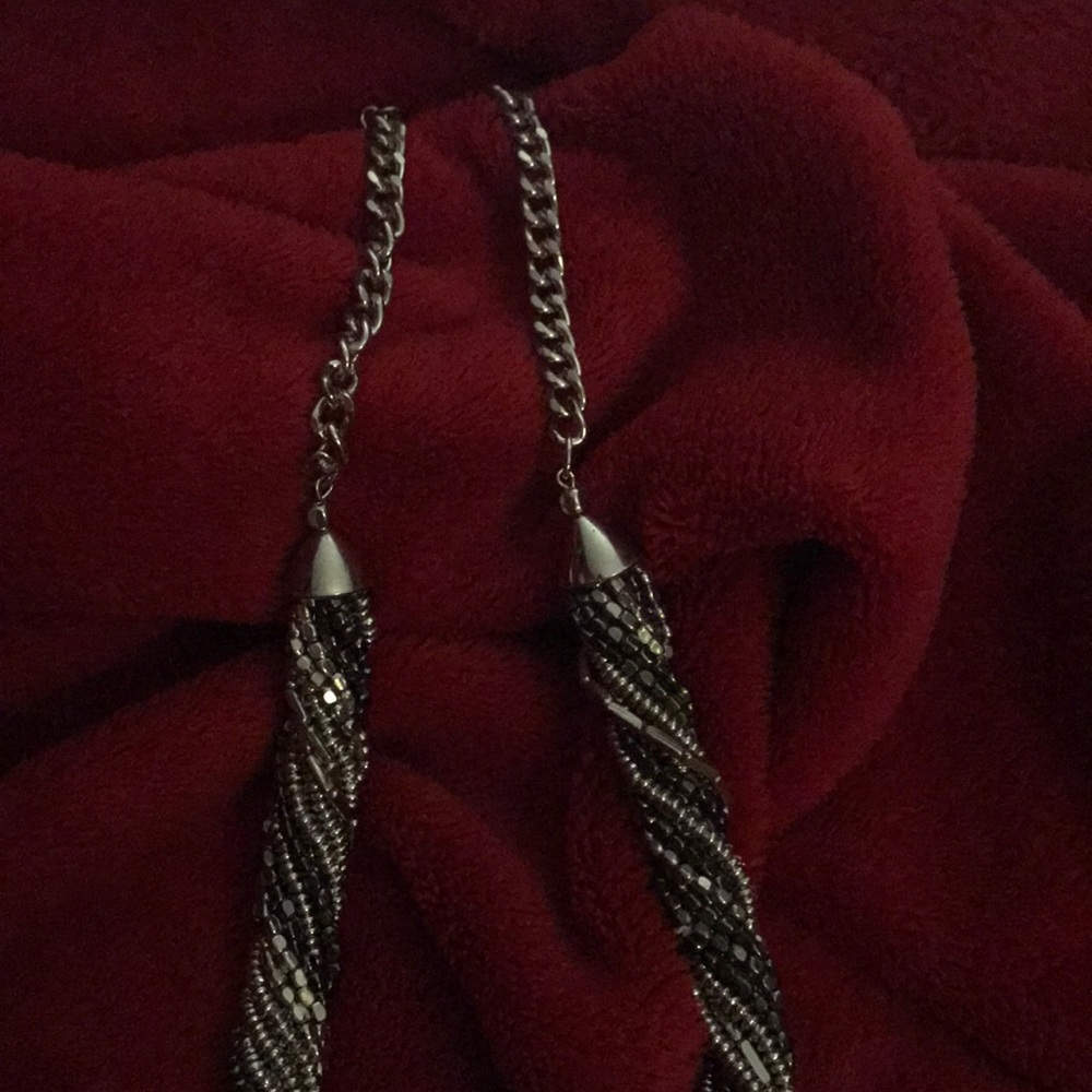 Black And Silver Adjustable Statement Necklace - image 3